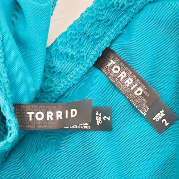 Torrid 2X Bikini Set High Neck Crochet Top & High-Rise Crochet Swim Bottom - Picture 11 of 13